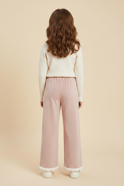 Pantalon Velours Rose Ample Cœurs Fille Hiver - vue 2