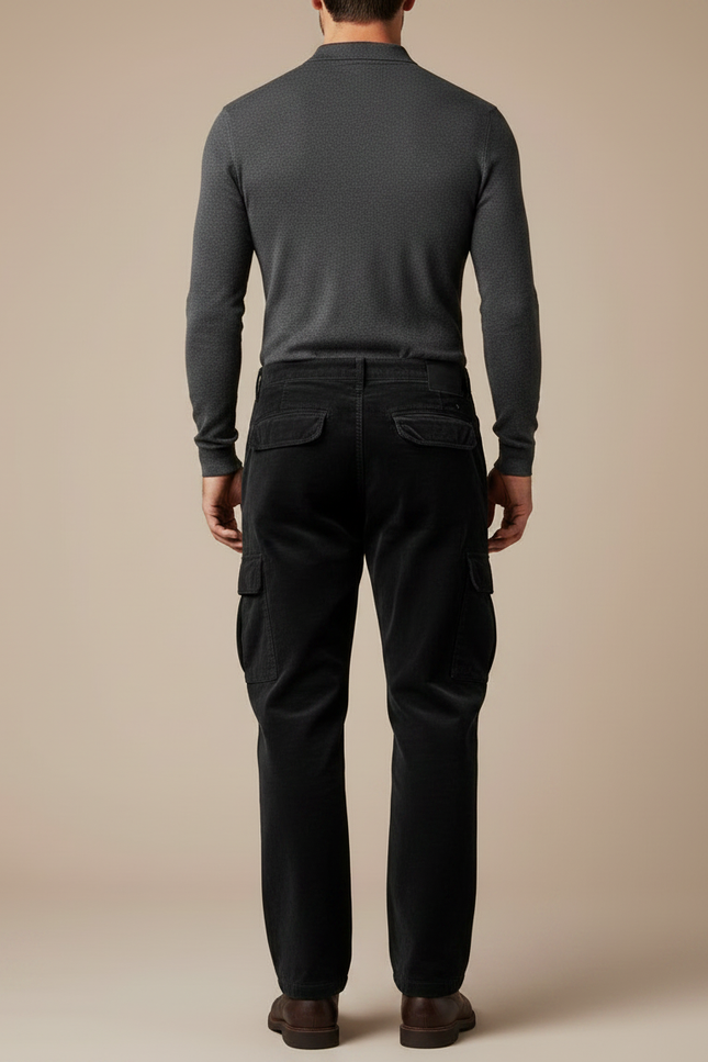 Pantalon Cargo En Velours Côtelé Homme - Noir Cordé - vue 2