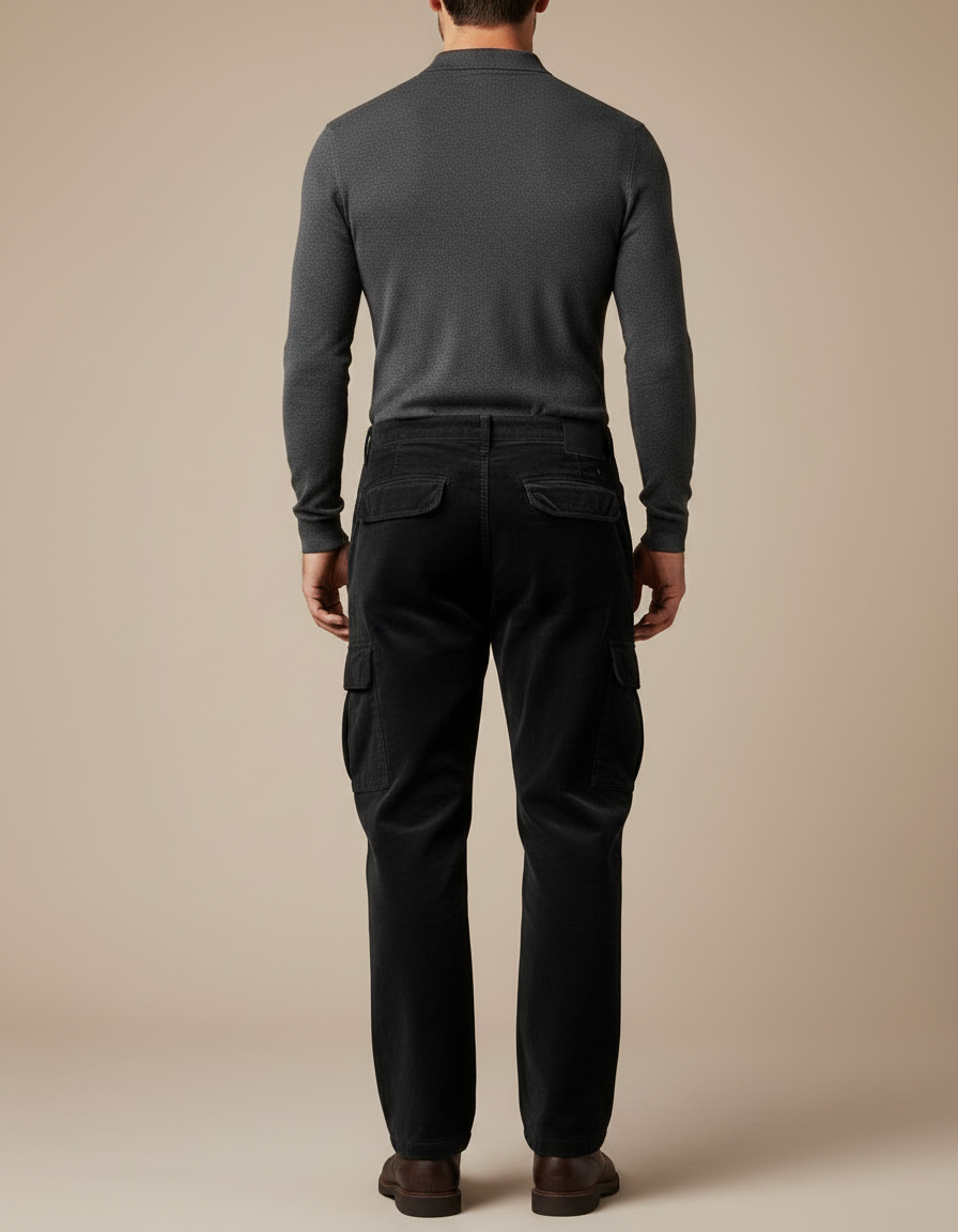 Pantalon Cargo En Velours Côtelé Homme - Noir Cordé - vue 2