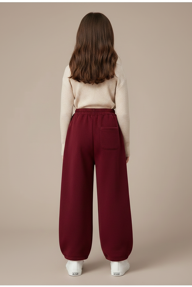 Pantalon Velours Bordeaux Large Motifs Chats Amusants - Molleton - vue 2