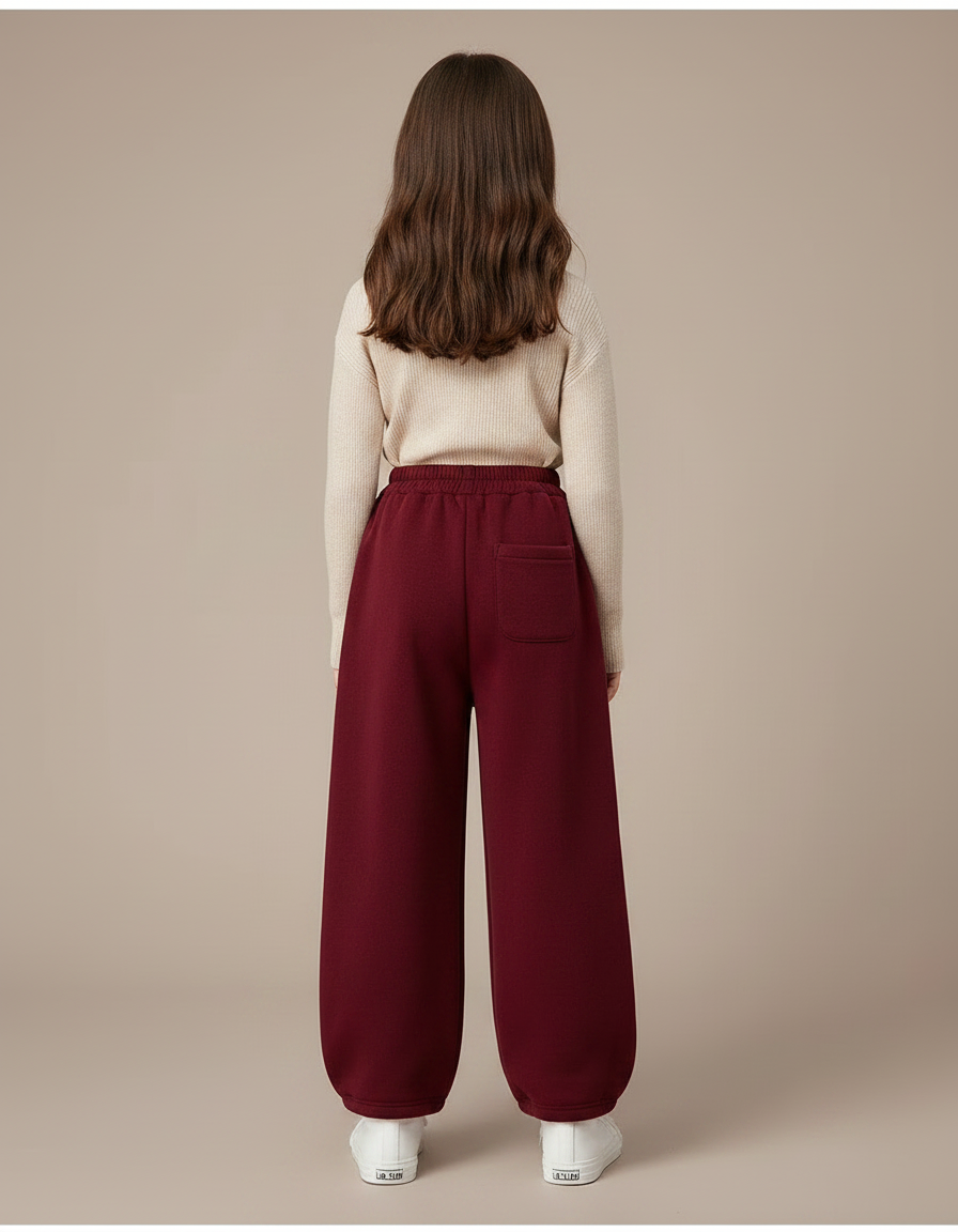 Pantalon Velours Bordeaux Large Motifs Chats Amusants - Molleton - vue 2