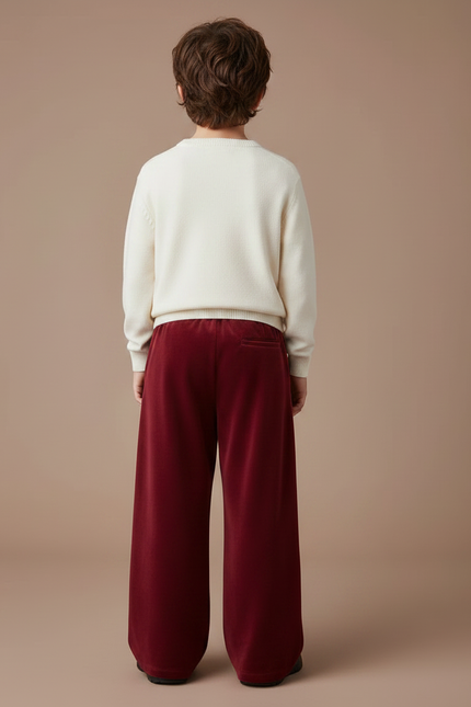 Pantalon Velours Rouge Ample Enfant Hiver - Bordeaux - vue 2