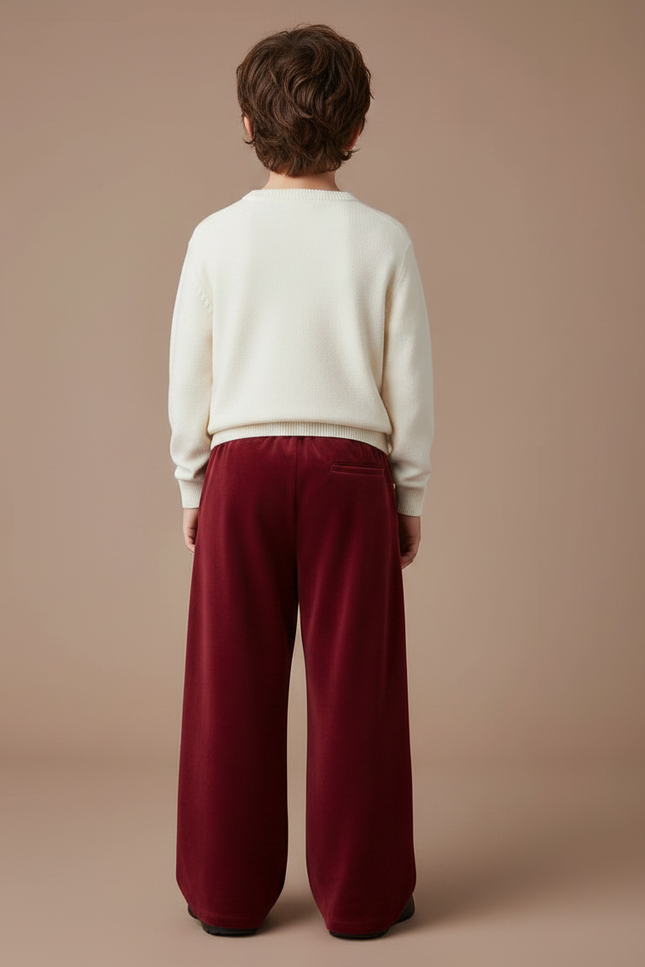 Pantalon Velours Rouge Ample Enfant Hiver - Bordeaux - vue 2