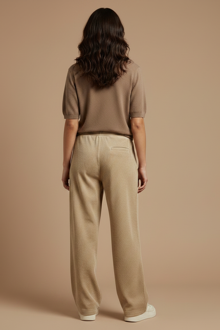 Pantalon Femme Velours Cotelé Écru - Beige Cordé - vue 2