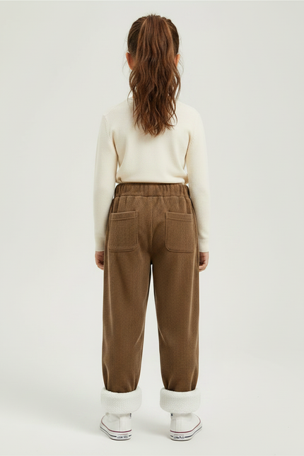Pantalon Velours Marron Côtelé Doublé Chaud Enfant - Cordé - vue 2