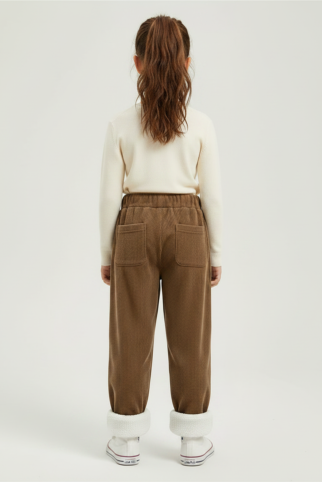 Pantalon Velours Marron Côtelé Doublé Chaud Enfant - Cordé - vue 2