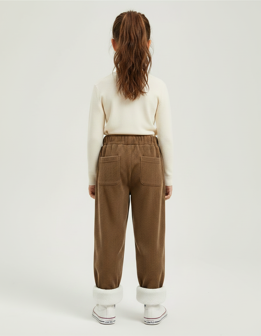 Pantalon Velours Marron Côtelé Doublé Chaud Enfant - Cordé - vue 2