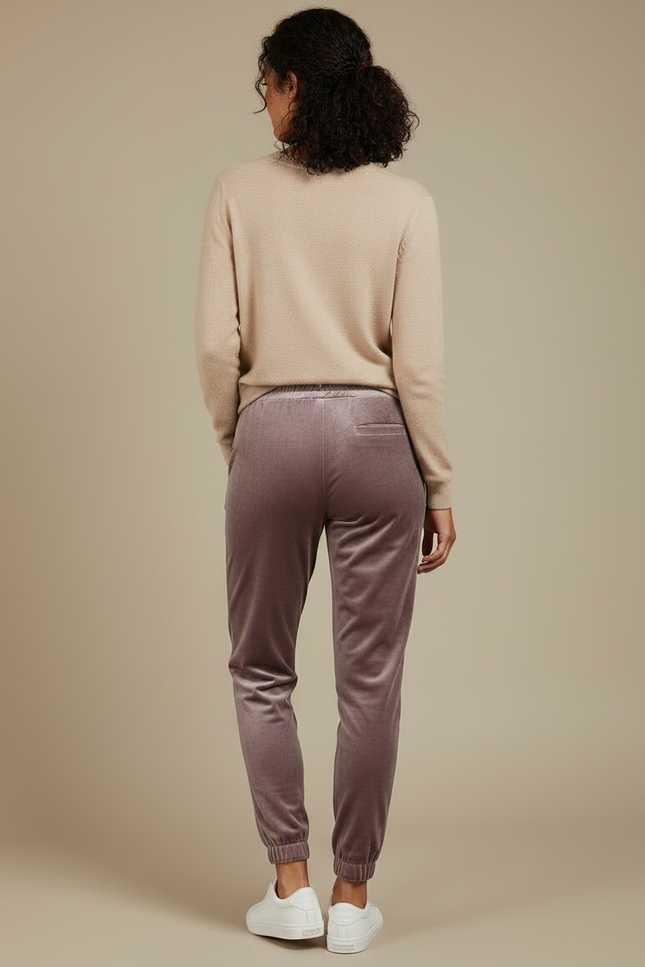 Pantalon Velours Mauve Jogger Doux Confortable Femme - Violet - vue 2