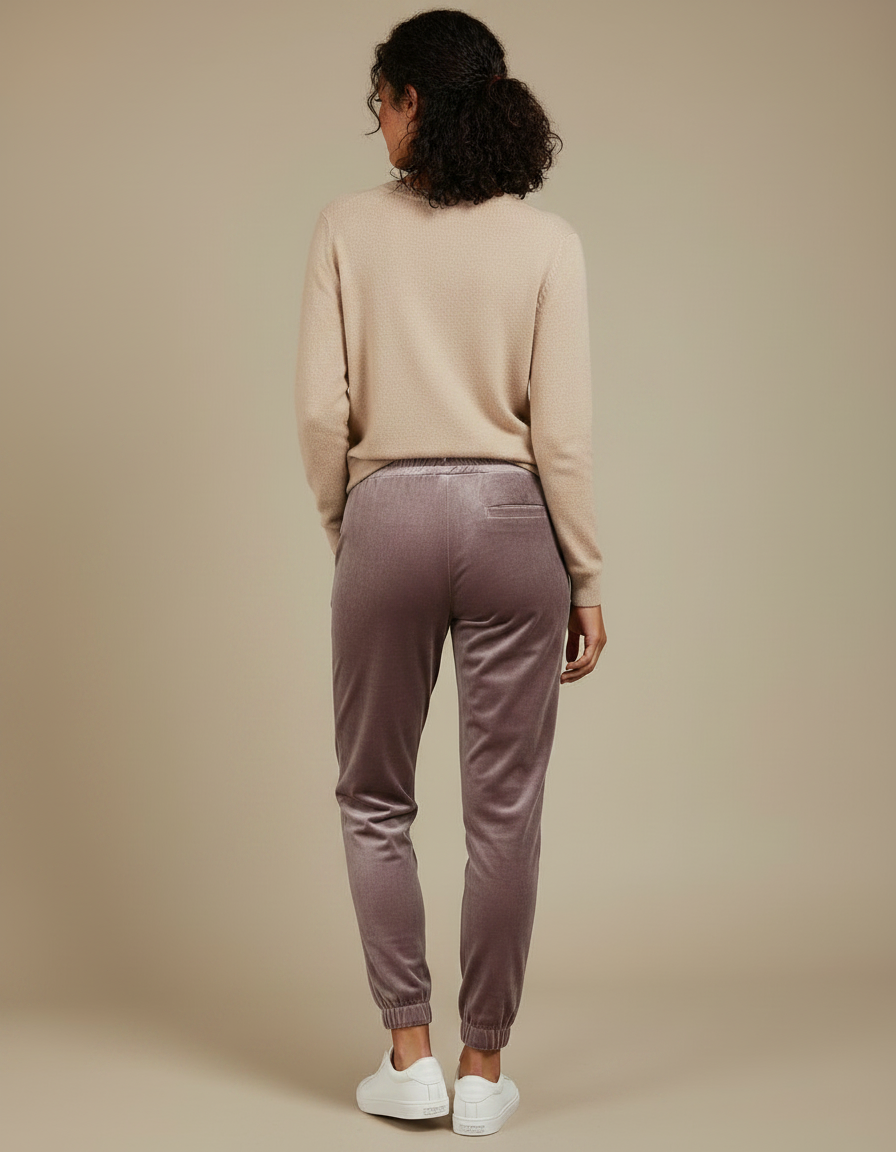 Pantalon Velours Mauve Jogger Doux Confortable Femme - Violet - vue 2