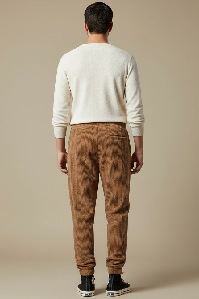 Pantalon Velours Côtelé Marron Décontracté Homme Jogging - Cordé - vue 2