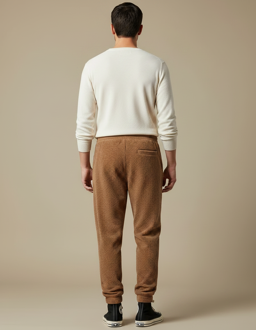 Pantalon Velours Côtelé Marron Décontracté Homme Jogging - Cordé - vue 2
