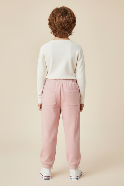 Pantalon Velours Rose Enfant Côtelé Ample Décontracté - Cordé - vue 2