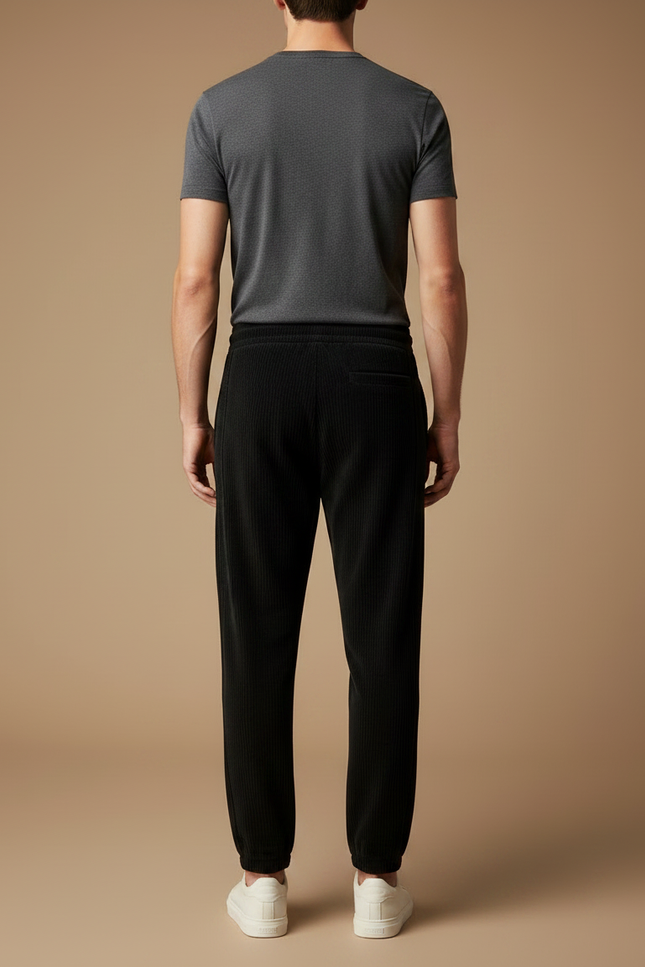 Pantalon Velours Noir Côtelé Décontracté Homme Ample - Cordé - vue 2
