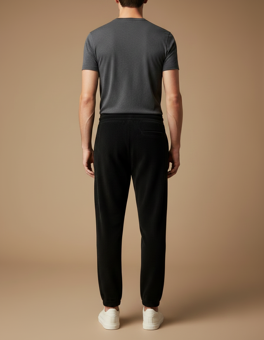 Pantalon Velours Noir Côtelé Décontracté Homme Ample - Cordé - vue 2