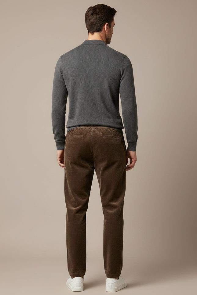 Pantalon Velours Marron Côtelé Droit Homme Confortable - Cordé - vue 2