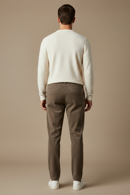 Pantalon Velours Marron Côtelé Décontracté Jogger Homme Cordon - Cordé - vue 2