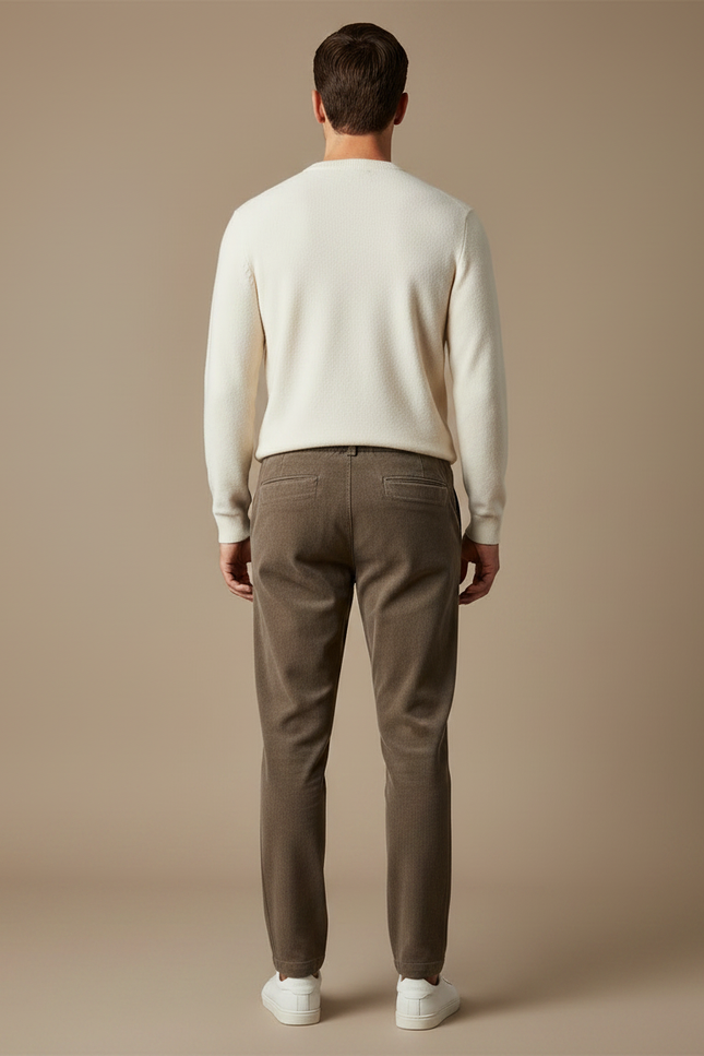 Pantalon Velours Marron Côtelé Décontracté Jogger Homme Cordon - Cordé - vue 2