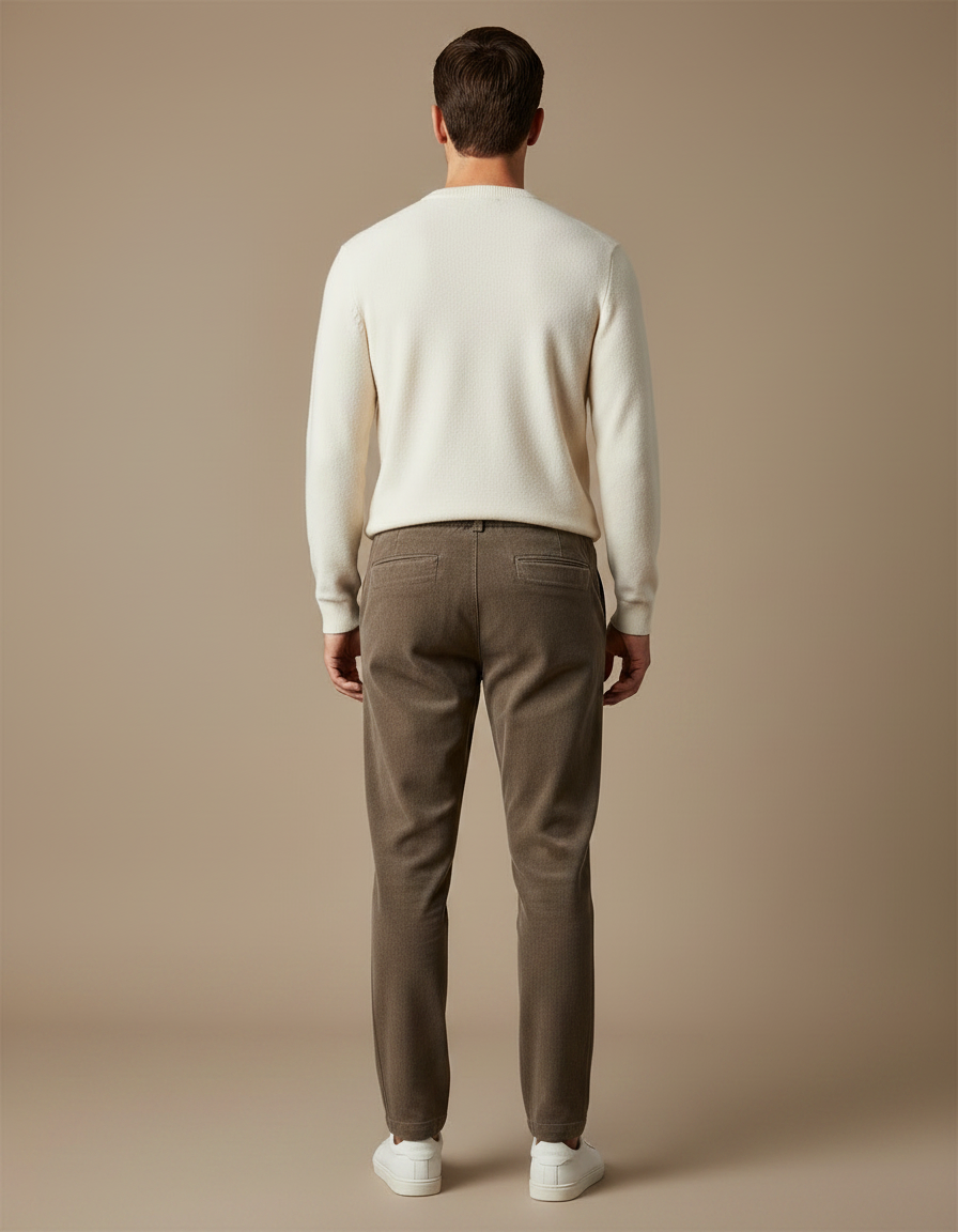 Pantalon Velours Marron Côtelé Décontracté Jogger Homme Cordon - Cordé - vue 2