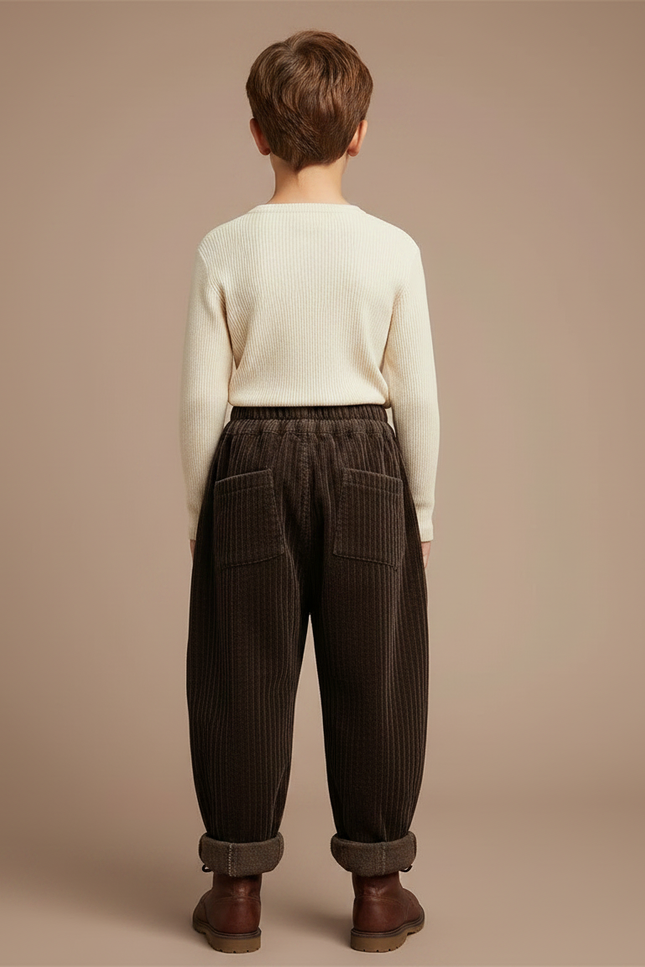 Pantalon Velours Côtelé Marron Ample Garçon Hiver - Cordé - vue 2