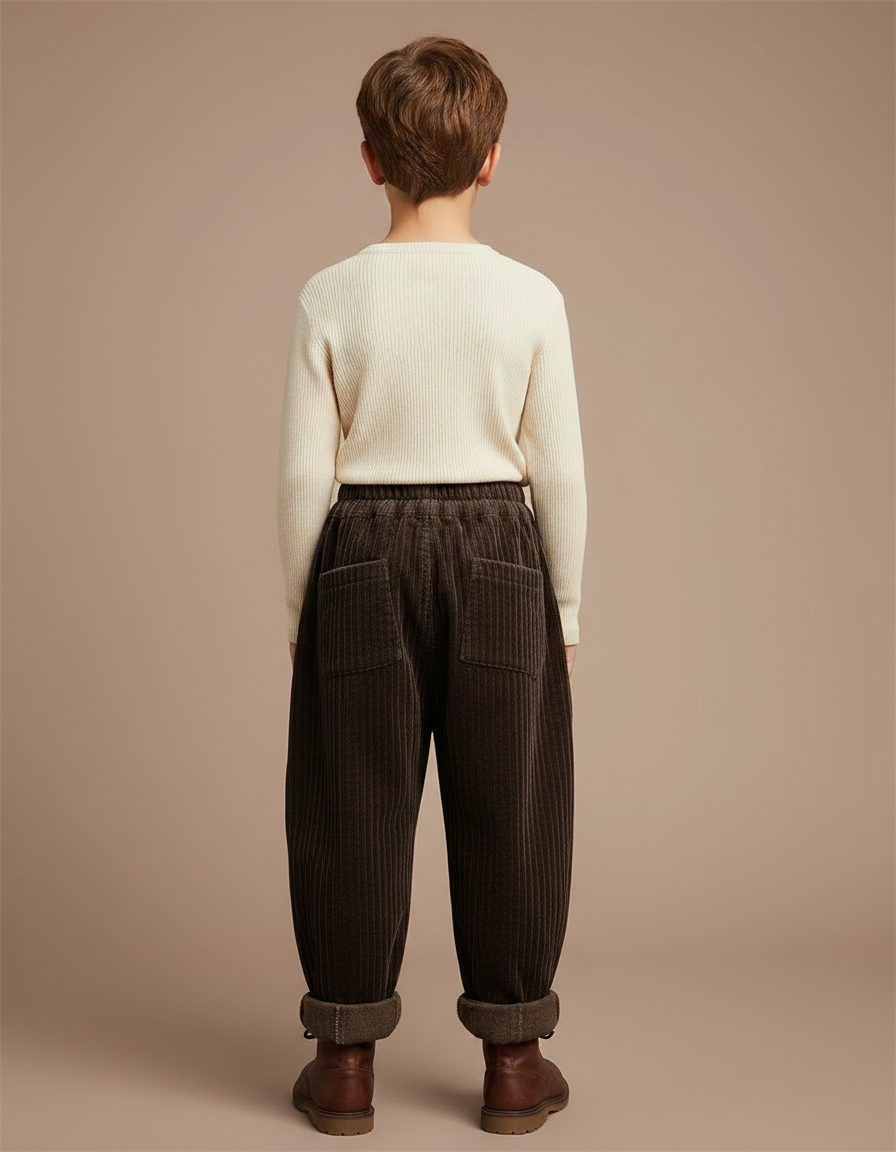 Pantalon Velours Côtelé Marron Ample Garçon Hiver - Cordé - vue 2