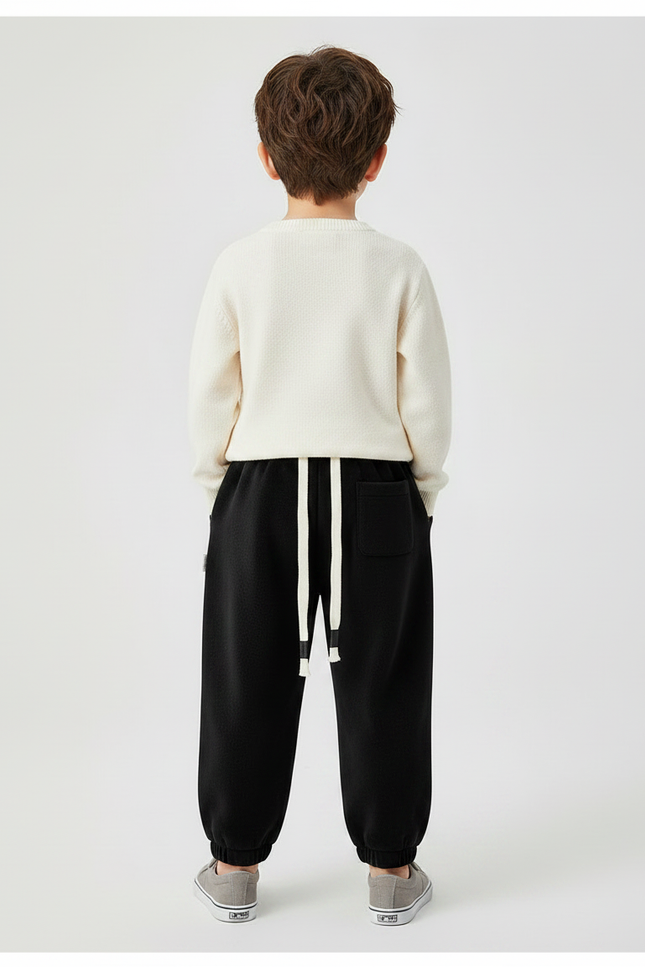 Pantalon Velours Noir Ample Décontracté Garçon - vue 2