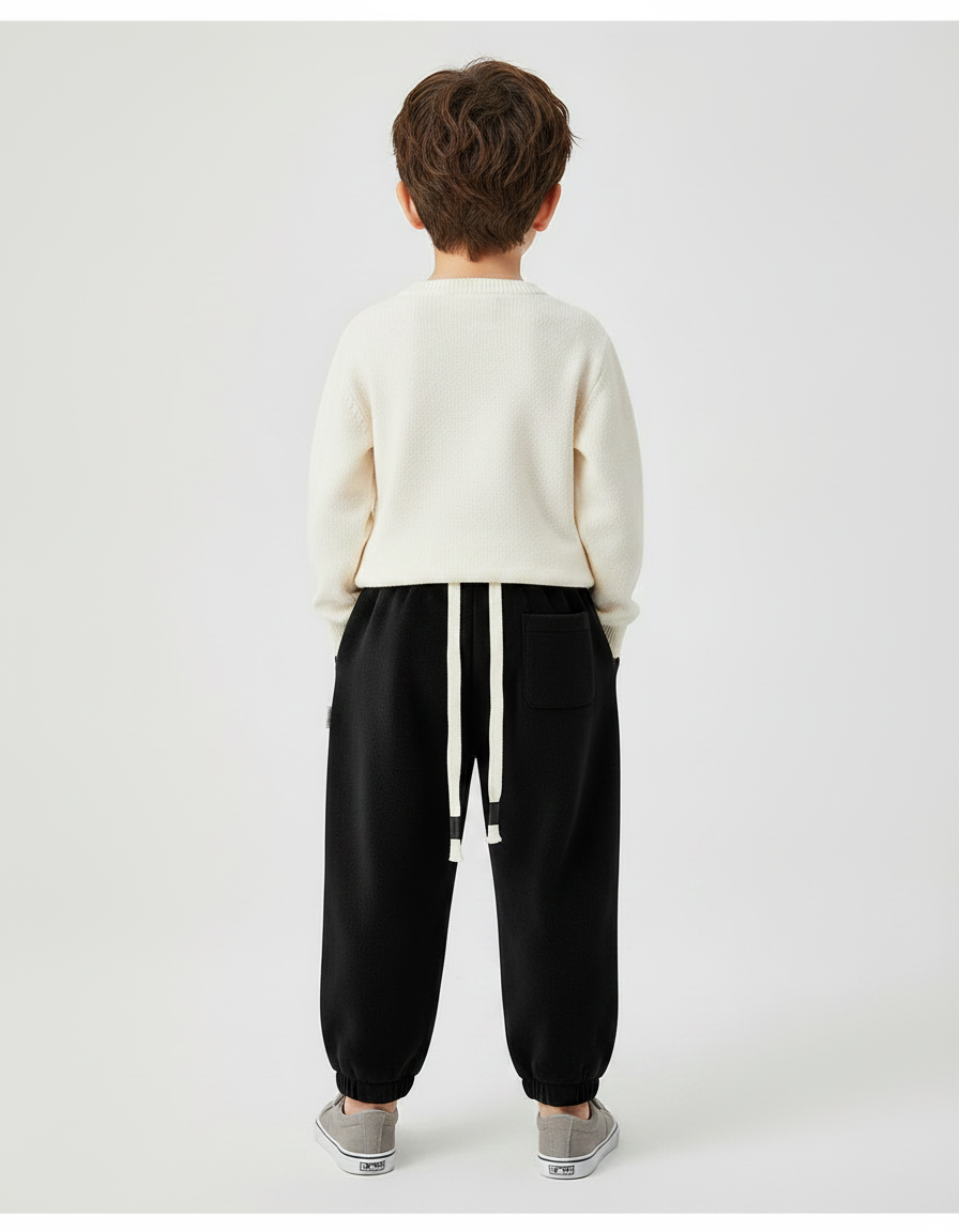 Pantalon Velours Noir Ample Décontracté Garçon - vue 2