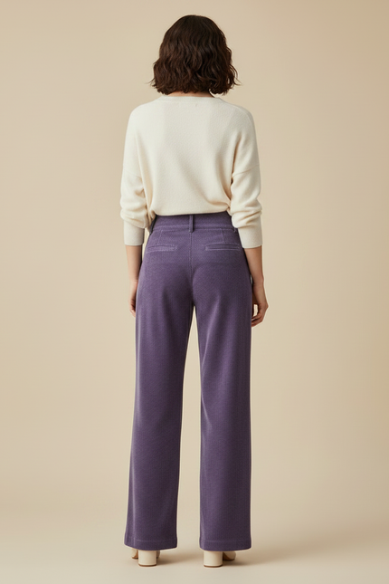 Pantalon Velours Violet Côtelé Large Décontracté Femme - Cordé - vue 2