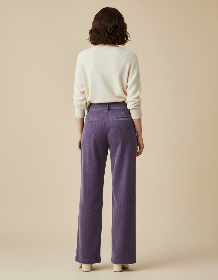 Pantalon Velours Violet Côtelé Large Décontracté Femme - Cordé - vue 2