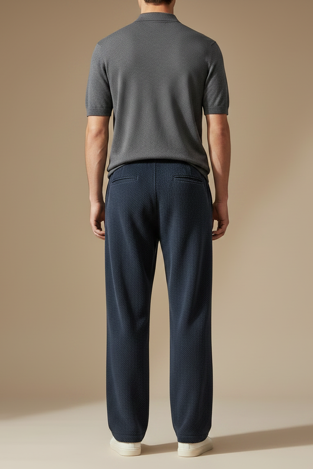 Pantalon Velours Bleu Marine Ample Cordon Homme - Maille - vue 2