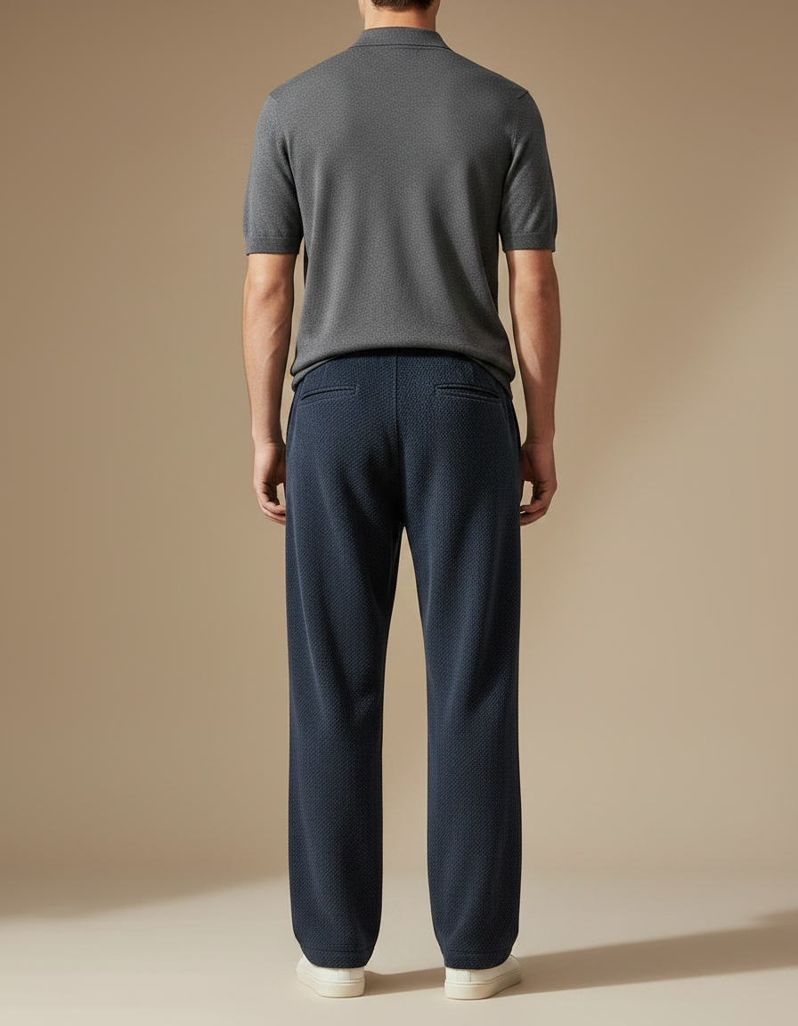 Pantalon Velours Bleu Marine Ample Cordon Homme - Maille - vue 2