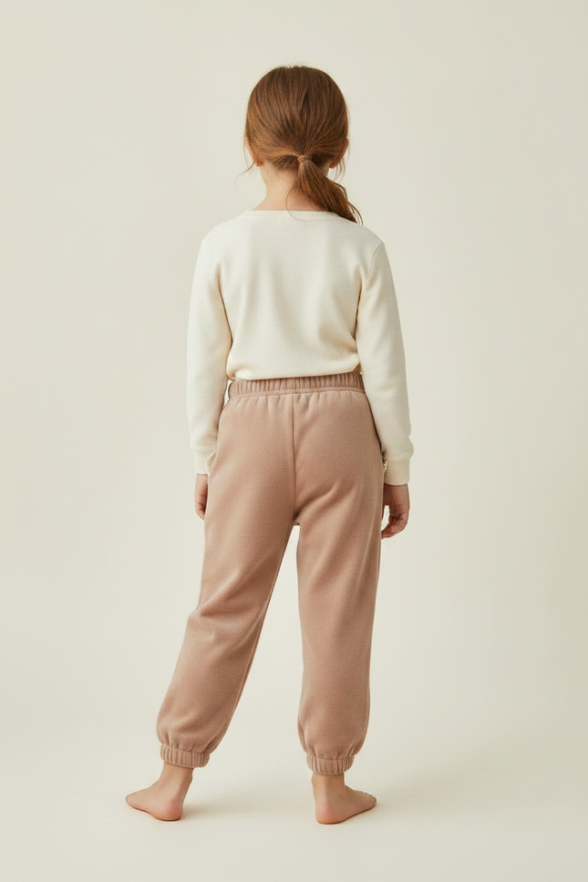 Pantalon Velours Enfant Fille Rose Dentelle Décontracté - vue 2