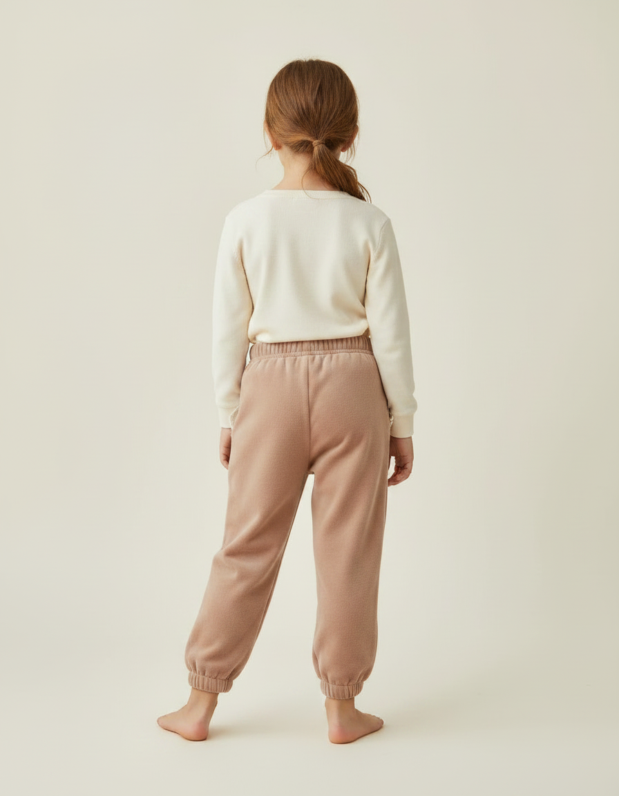 Pantalon Velours Enfant Fille Rose Dentelle Décontracté - vue 2