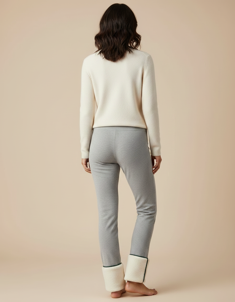 Pantalon Velours Gris Molletonné Chaud Femme Doux - vue 2