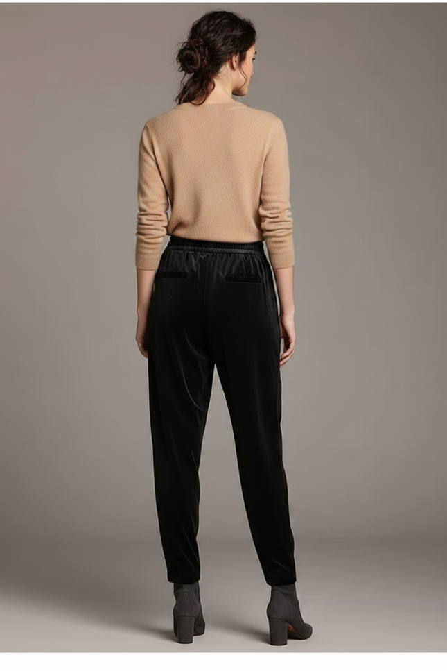 Pantalon Velours Ras Noir Femme - vue 2