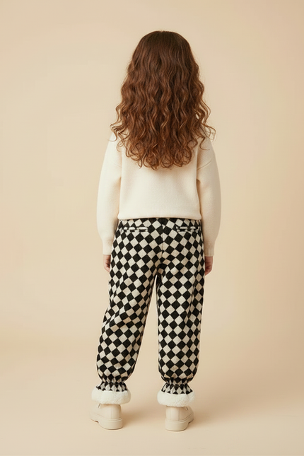 Pantalon Velours Imprimé Carreaux Doublé Polaire Enfant - vue 2