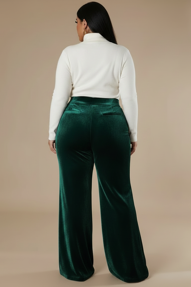 Pantalon Velours Vert Émeraude Droit Ample Élégant - vue 2