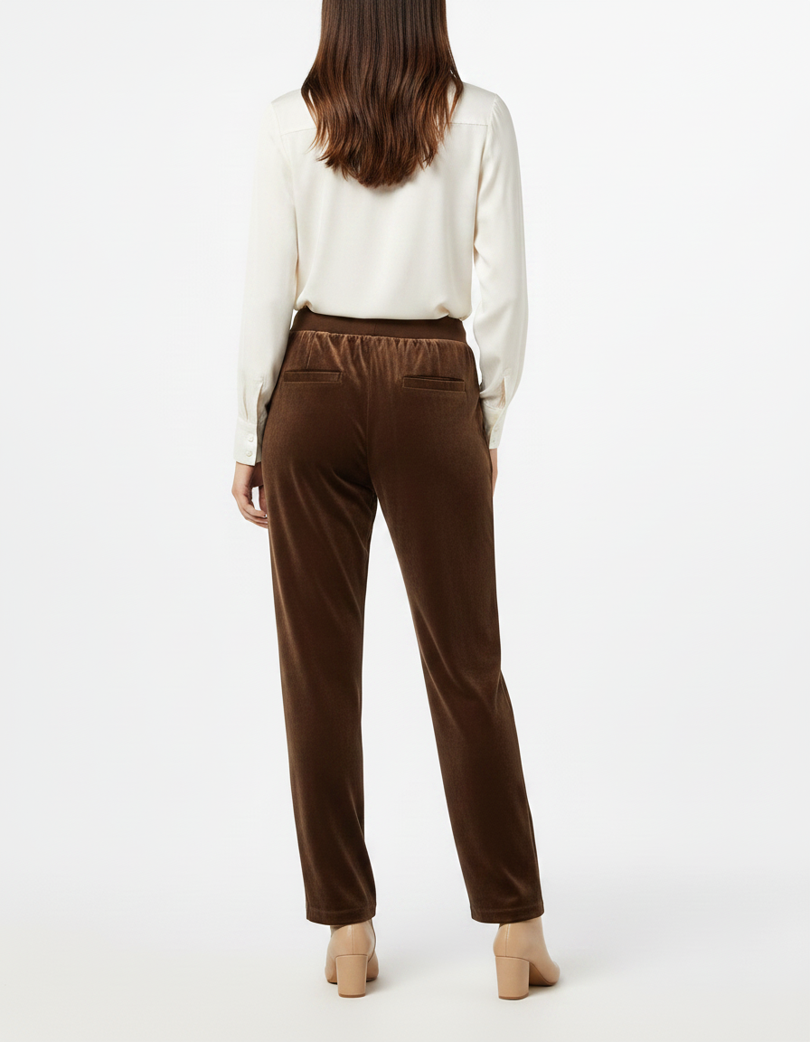 Pantalon Velours Chocolat Femme - Marron - vue 2
