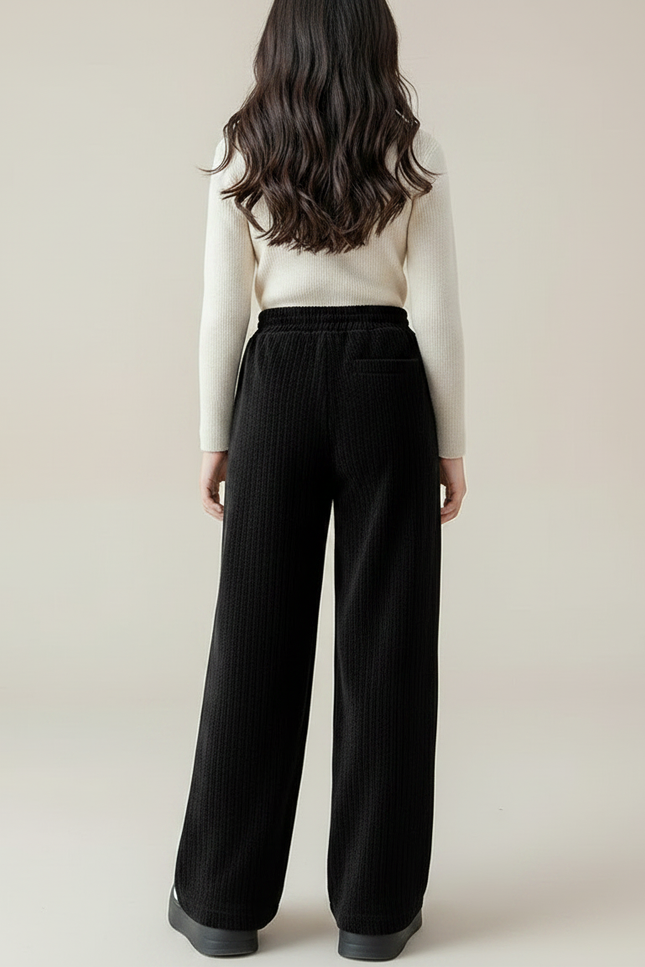Pantalon Velours Noir Côtelé Ample Lettre C - Cordé - vue 2