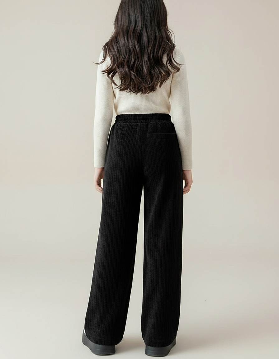 Pantalon Velours Noir Côtelé Ample Lettre C - Cordé - vue 2