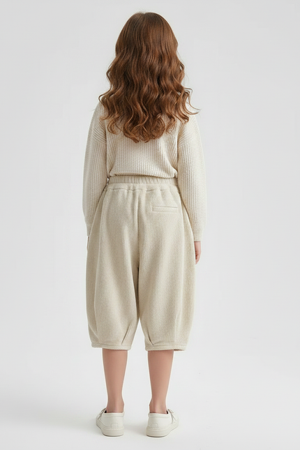 Pantalon Velours Beige Côtelé Ample Décontracté Enfant - vue 2