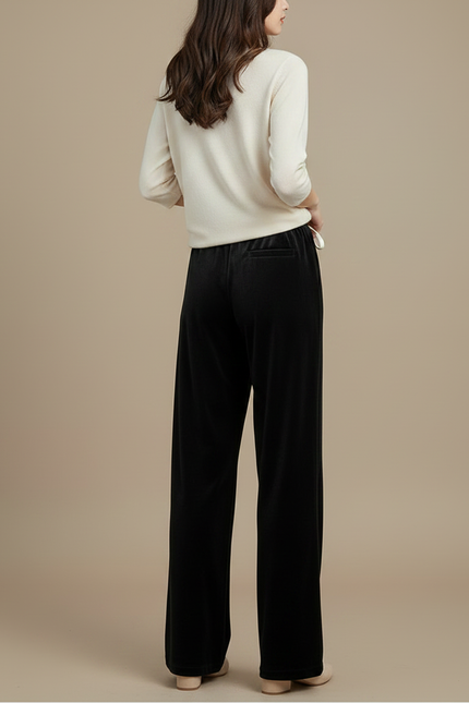 Pantalon Detente Velours Ras Femme - Noir - vue 2