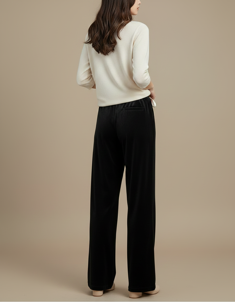 Pantalon Detente Velours Ras Femme - Noir - vue 2