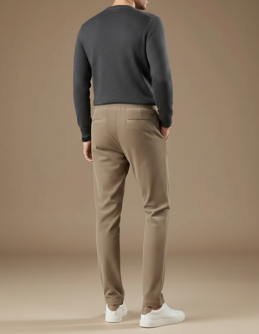 Pantalon Velours Homme Côtelé Droit Beige Décontracté - Cordé - vue 2