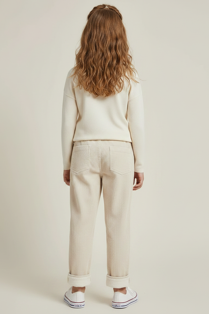 Pantalon Velours Côtelé Beige Enfant Décontracté Chaud - Cordé - vue 2