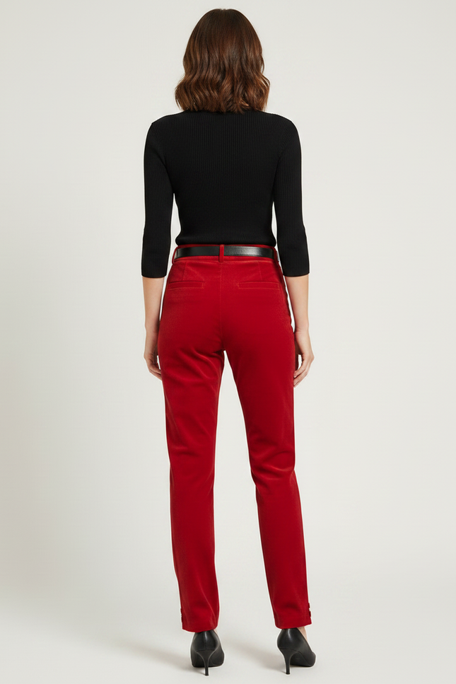 Pantalon Skinny Velours - Rouge - vue 2