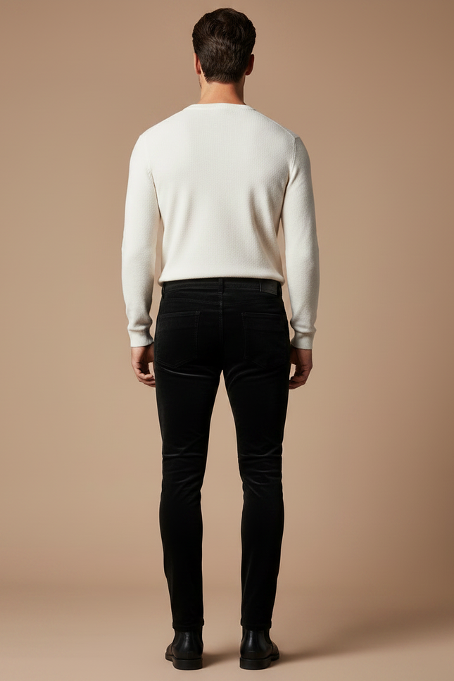 Pantalon Velour Homme Slim - Noir Cordé - vue 2