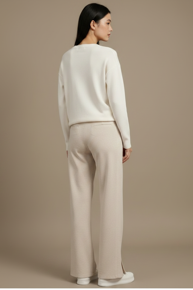 Pantalon Velours Beige Ample Fluide Décontracté Femme - vue 2