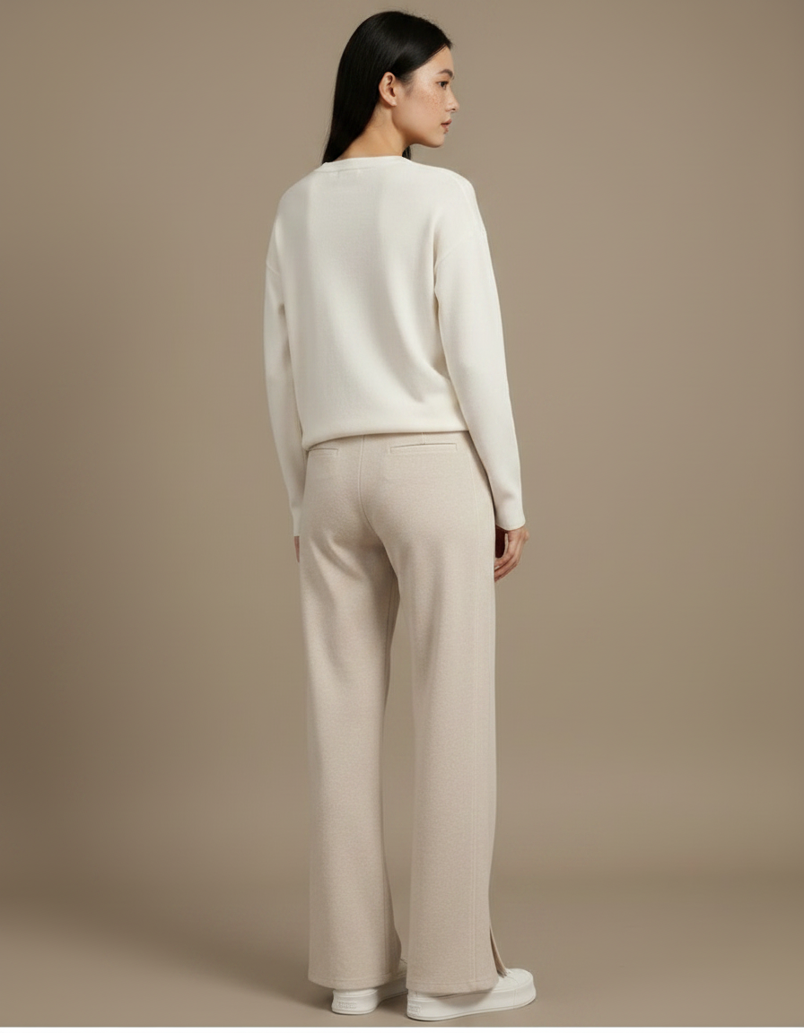 Pantalon Velours Beige Ample Fluide Décontracté Femme - vue 2