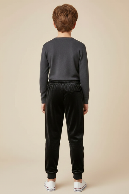 Pantalon Velours Noir Garçon Sport Jogging Chiffre - vue 2