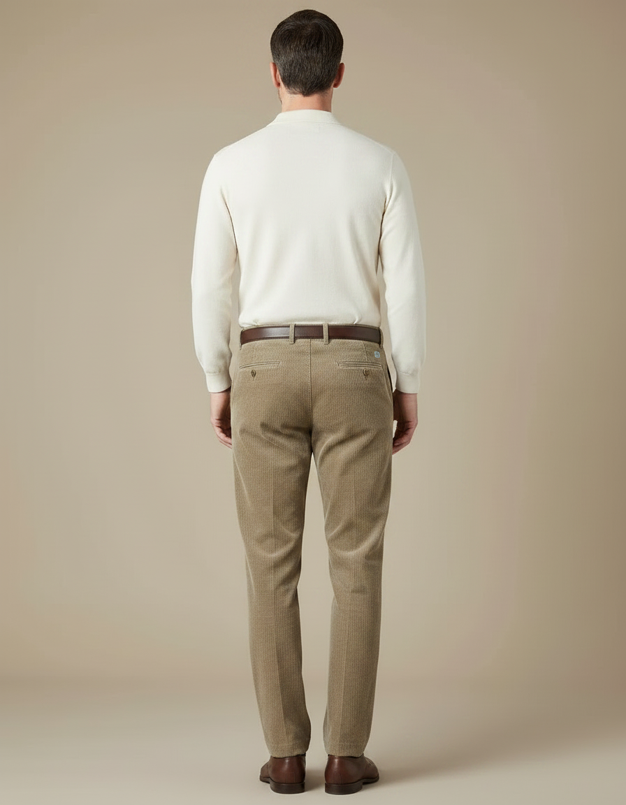 Pantalon Velours Côtelé Marron Droit Homme Chaud - Cordé - vue 2